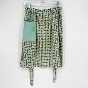 Vintage Mid Century Handmade Retro Kitchen Apron 50s 60s Pastel Blue Cotton